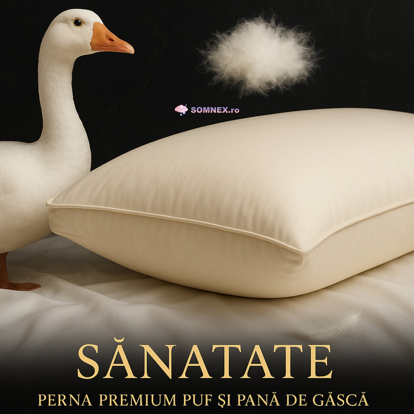 Perna Puf si Pana Gasca Natural Premium 50x70cm